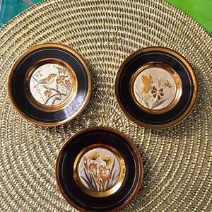 Chokin - metal engravings from Japan. 24 K gold edged.
